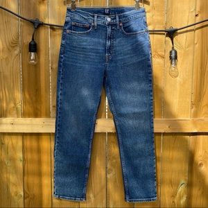 Gap High Rise Cigarette Jeans 28P Med Indigo Wash